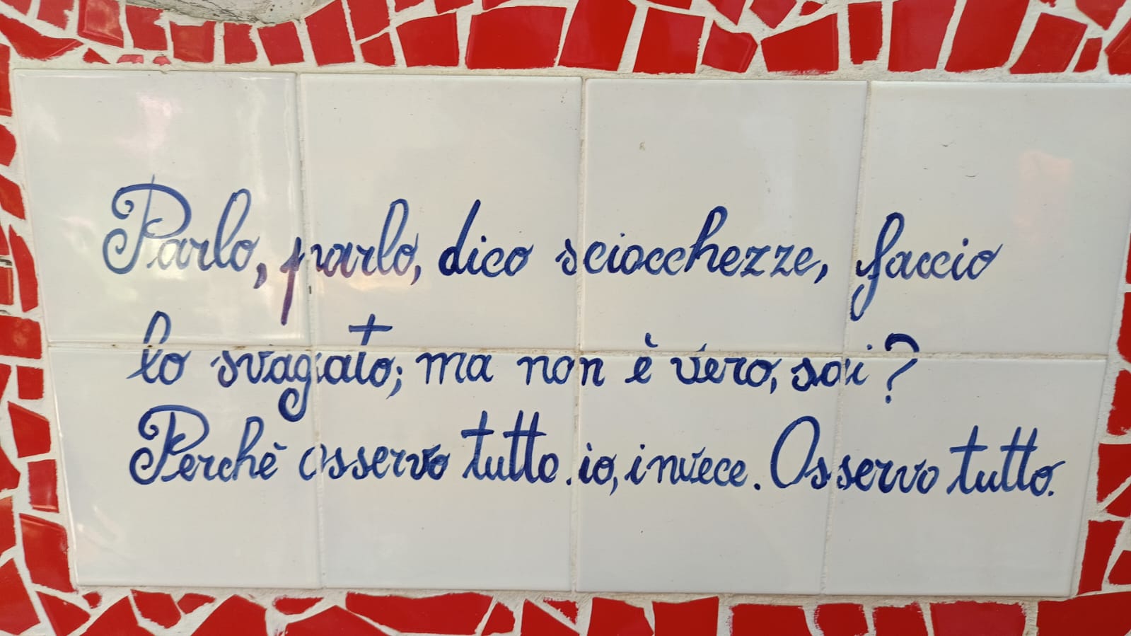 Hand-painted ceramic tile detail