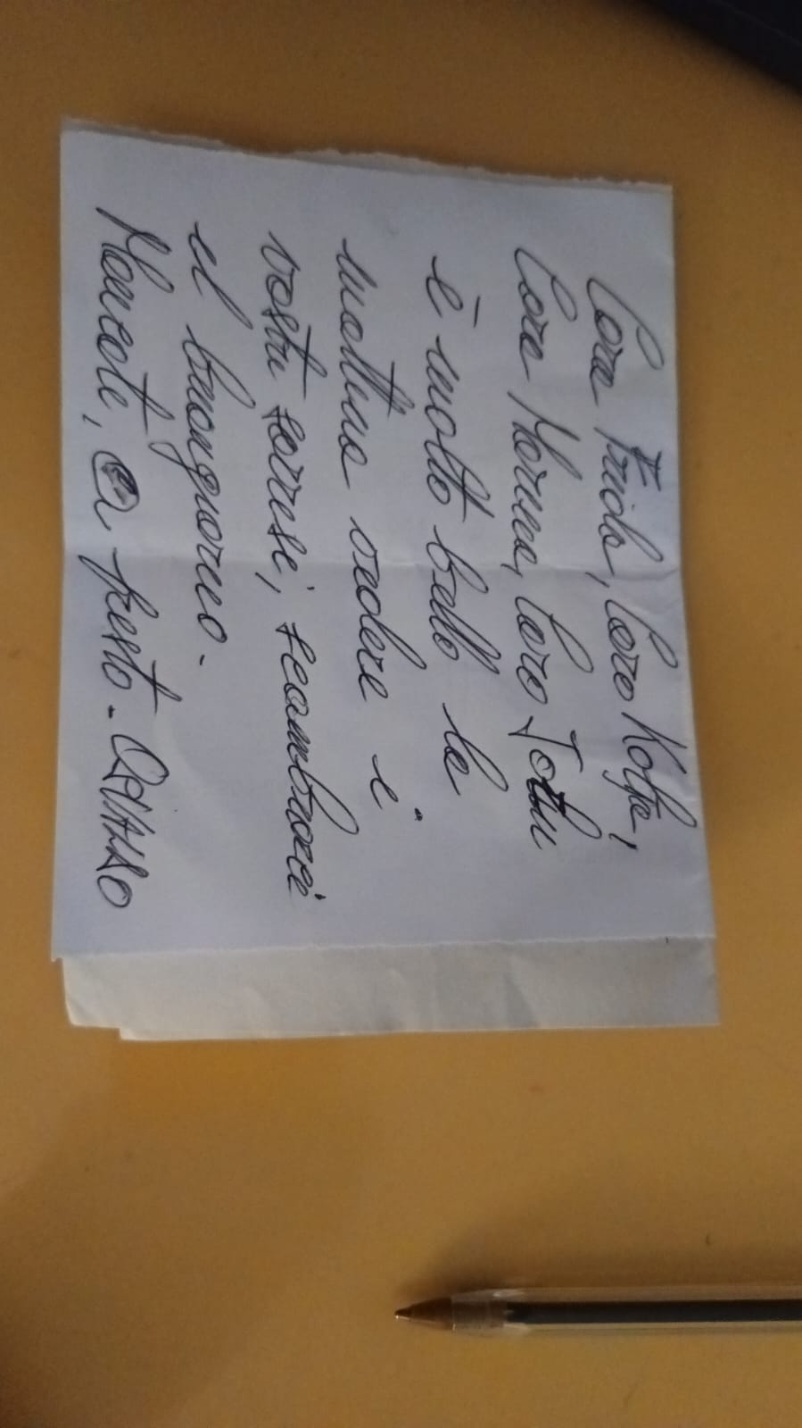 Welcome note at Casa Carolina